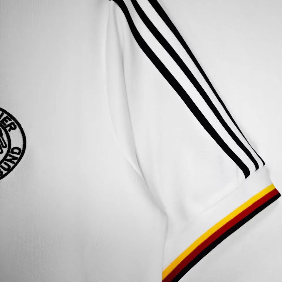 1986 Germany Home White Retro Soccer Jersey Detail 4