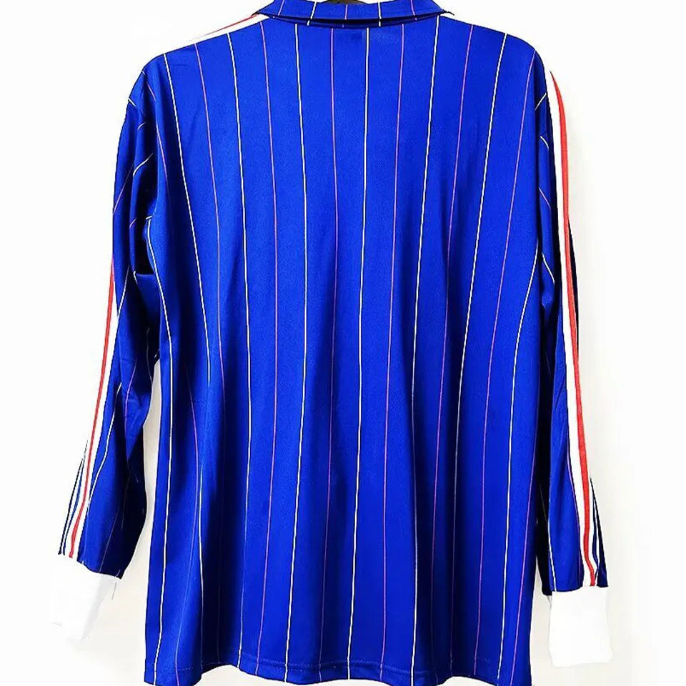 1980/82 France Home Blue Retro Long Sleeve Jersey Back