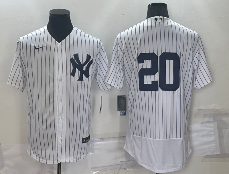 Men's New York Yankees Jorge Posada #20 White Replica Player Name Jerseys
