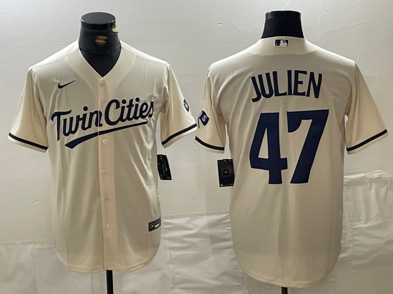 Men's Minnesota Twins Edouard Julien #47 Cream Limited Player Jerseys