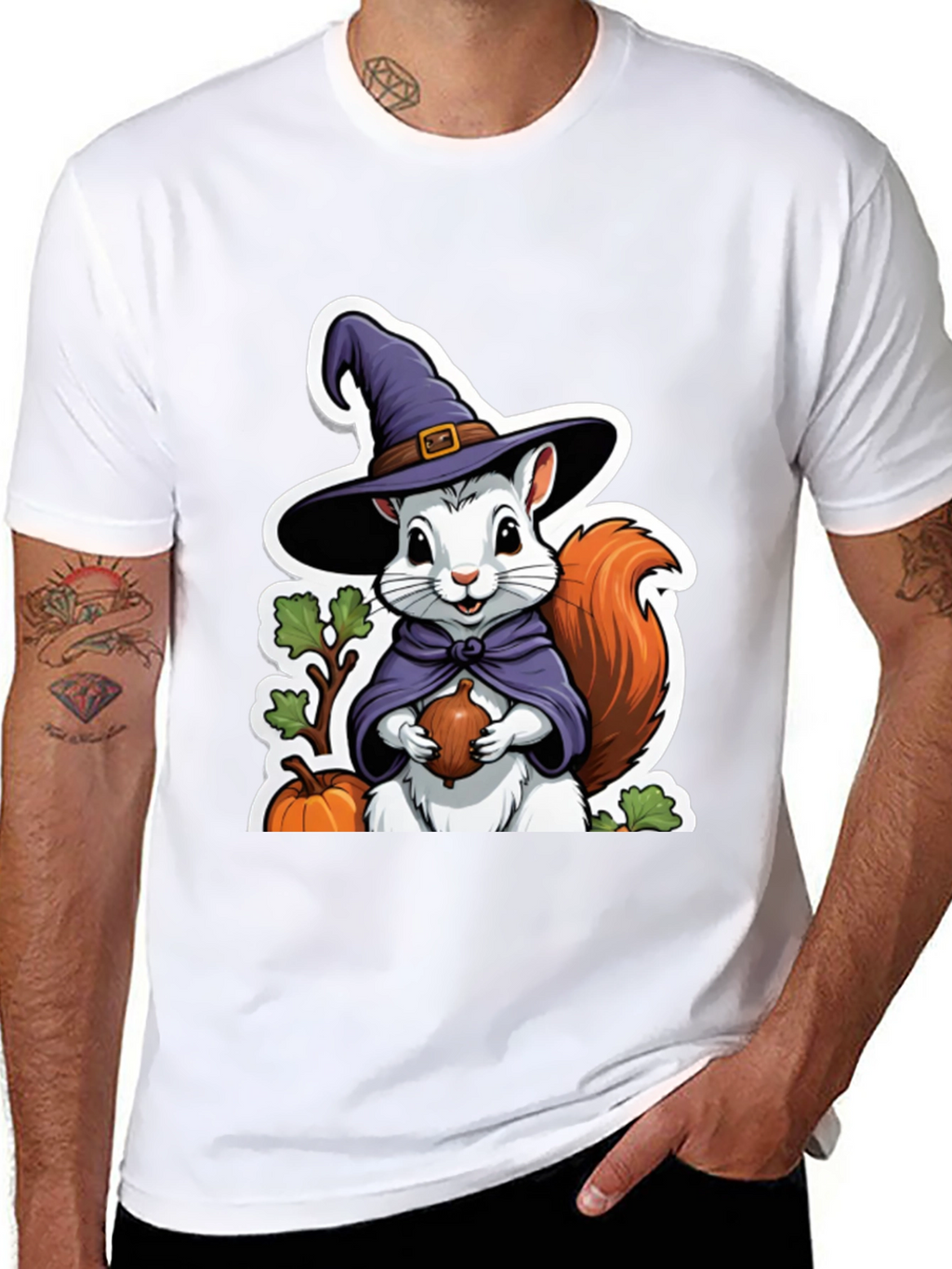 Whimsical Squirrel Witch T-Shirt