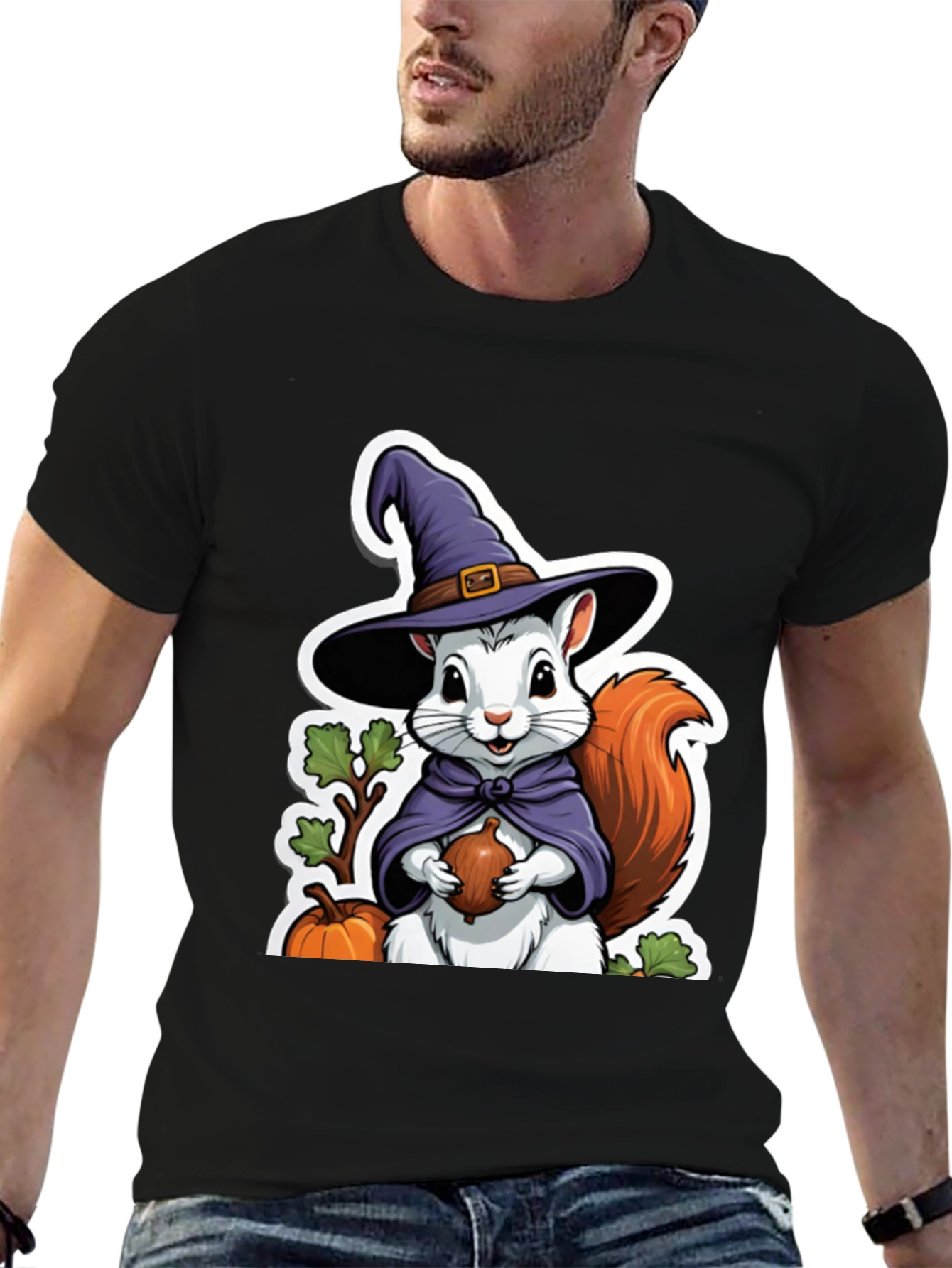 Whimsical Squirrel Witch T-Shirt