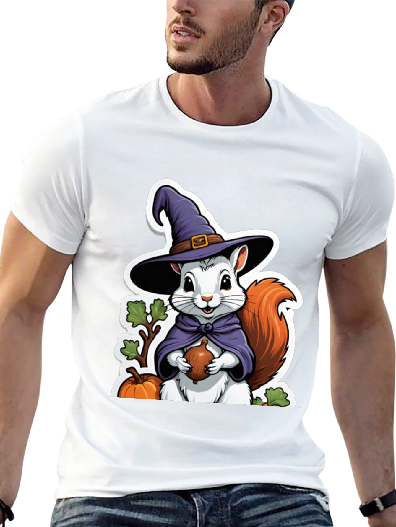 Whimsical Squirrel Witch T-Shirt