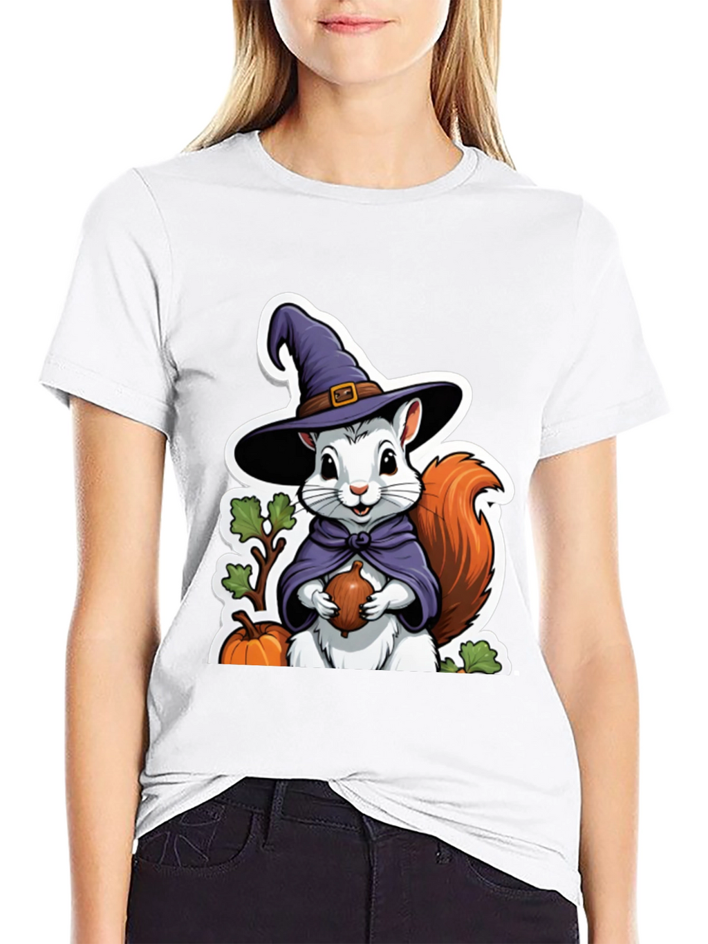 Whimsical Squirrel Witch T-Shirt