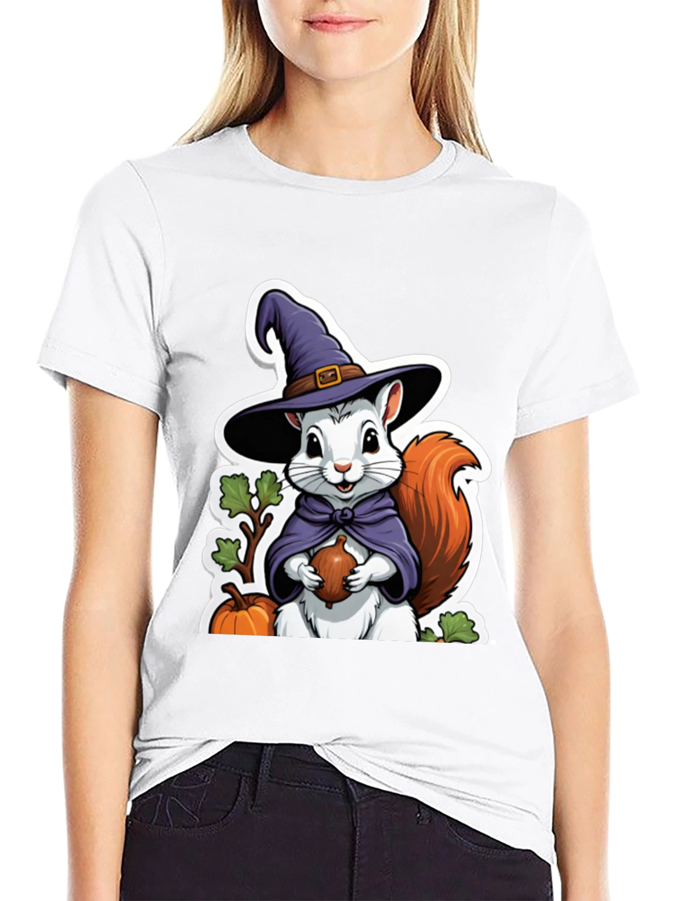 Whimsical Squirrel Witch T-Shirt