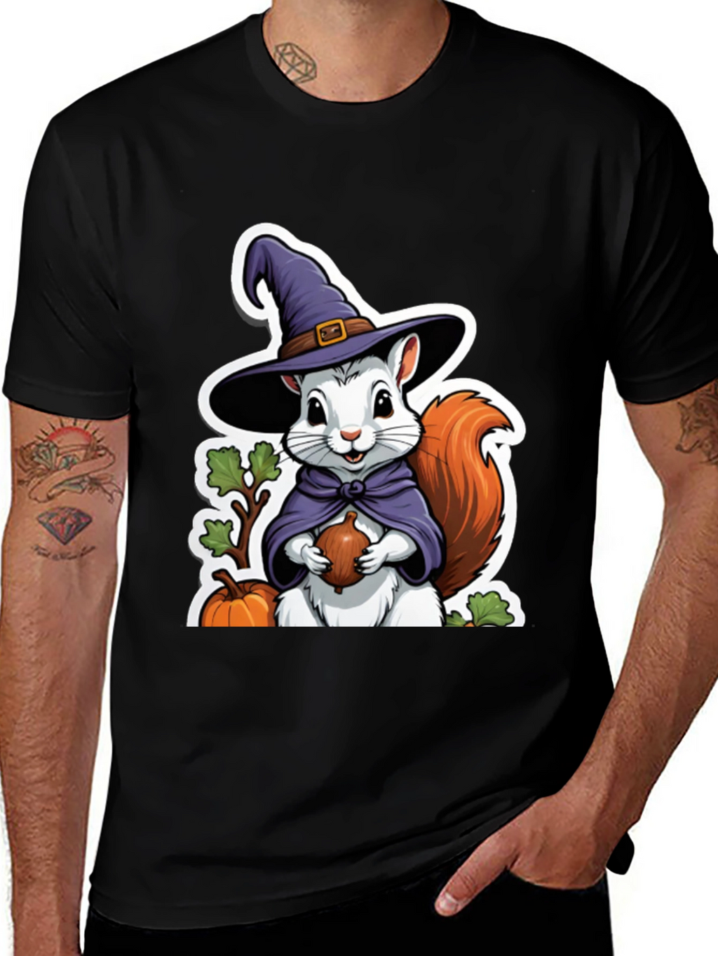 Whimsical Squirrel Witch T-Shirt