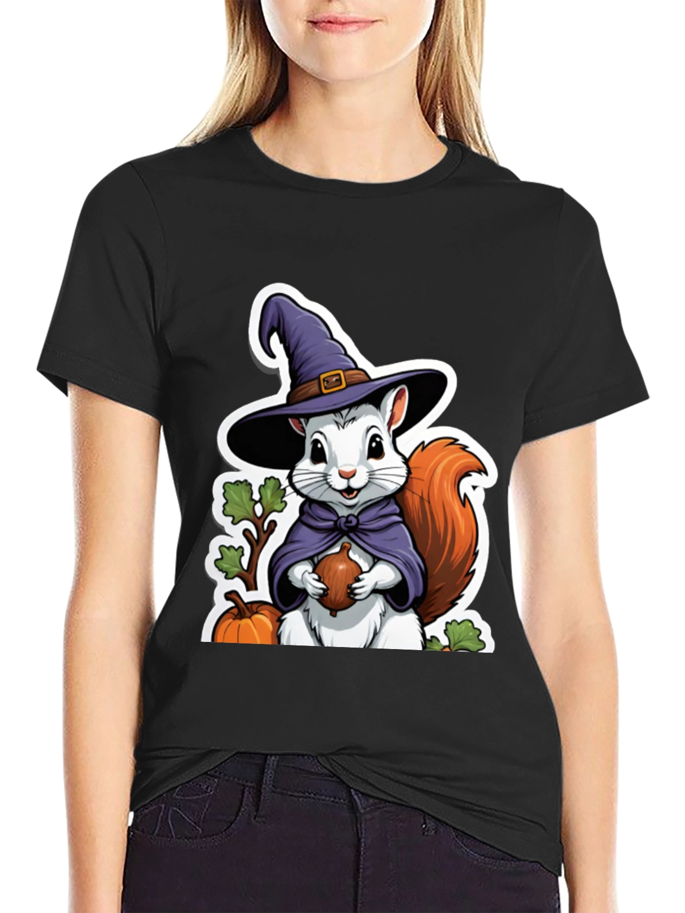 Whimsical Squirrel Witch T-Shirt