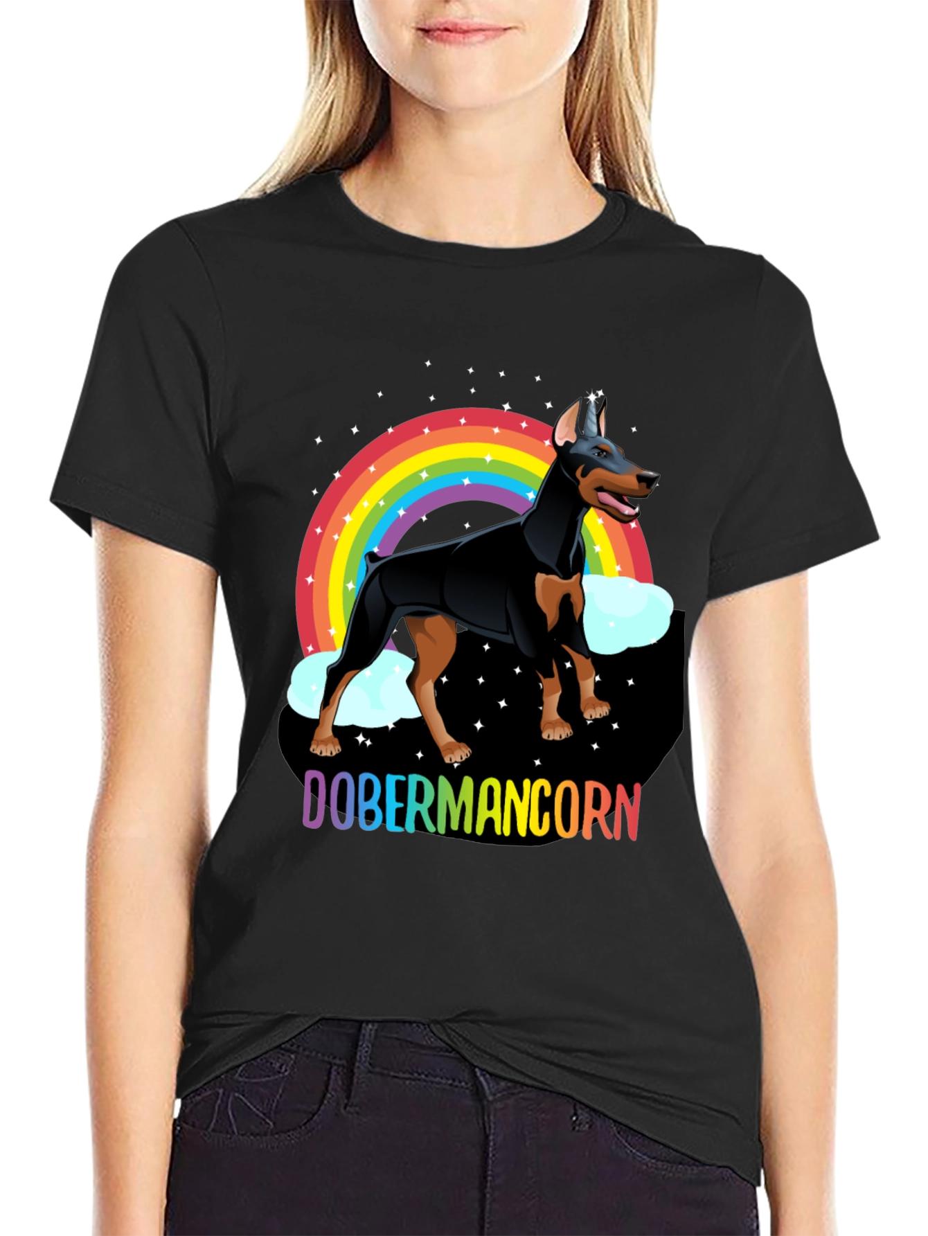 Dobermancorn T-Shirt - Rainbow Doberman Unicorn Dog Tee