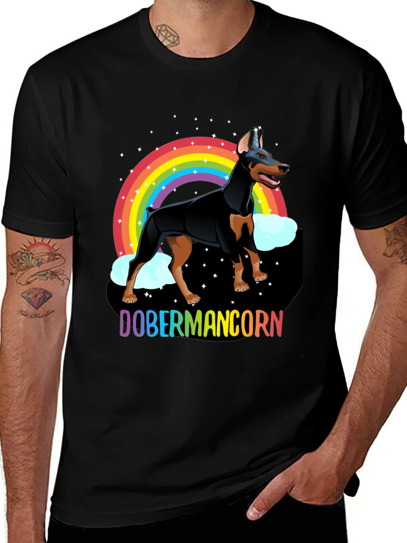 Dobermancorn T-Shirt - Rainbow Doberman Unicorn Dog Tee