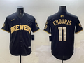 Men's Milwaukee Brewers Jackson Chourio #11 Black Replica Player Jerseys