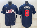 Men's 2023 World Baseball Classic #8 Trea Turner USA Navy Jerseys
