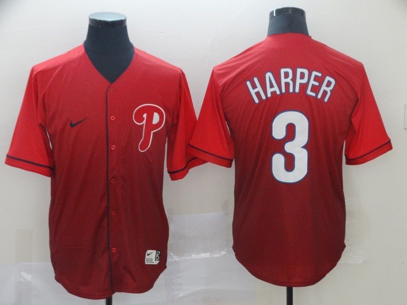 Men's Philadelphia Phillies Bryce Harper #3 Red Stitched Jerseys