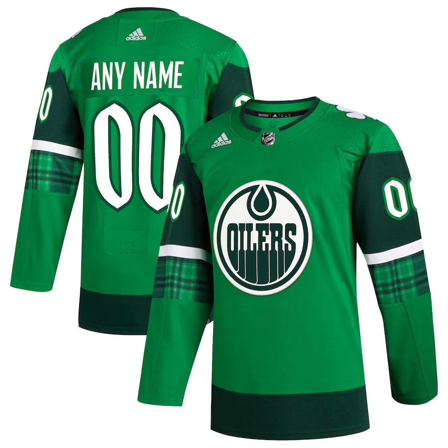 Men's Edmonton Oilers Kelly Green St. Patrick's Day Authentic Custom Jerseys