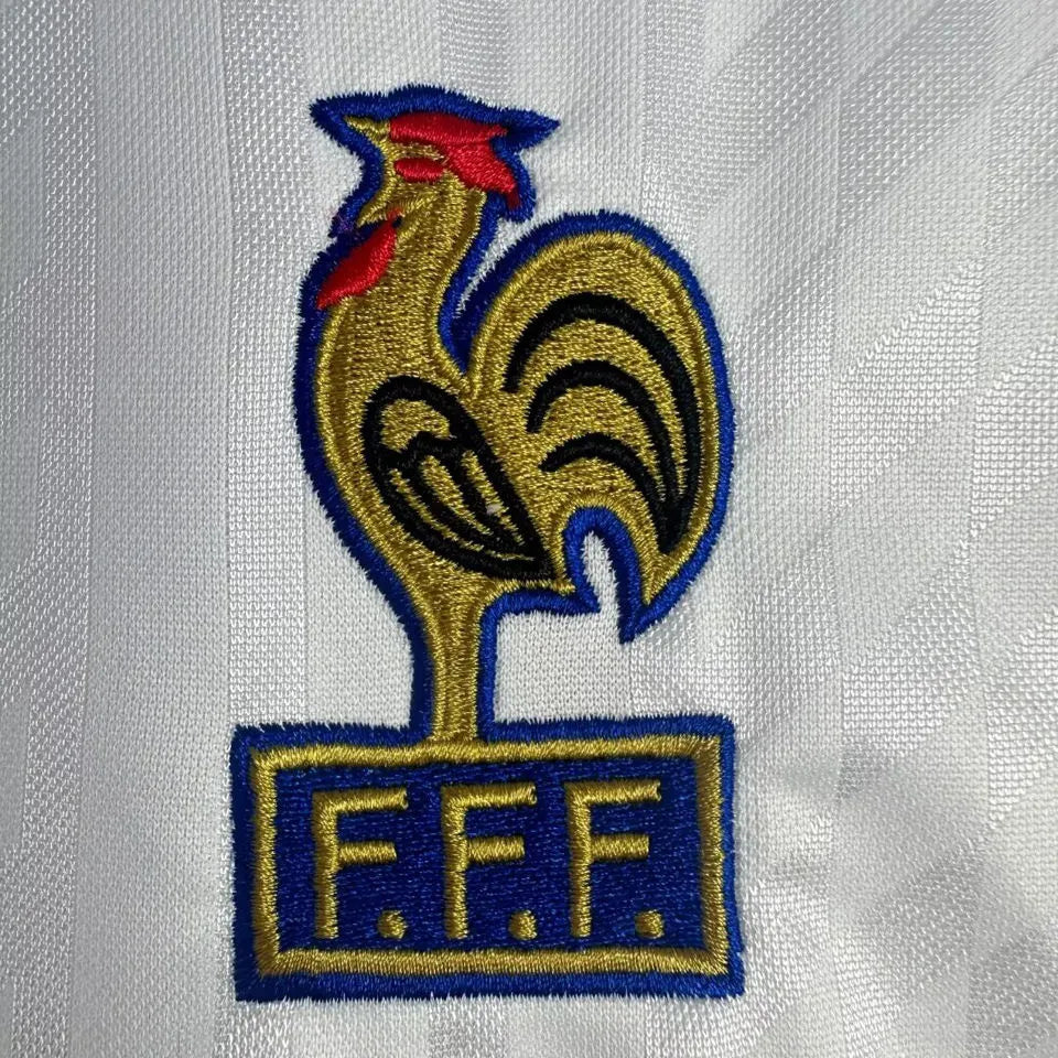 1994 France Away White Retro Soccer Jersey Detail 2
