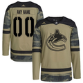 Men's Vancouver Canucks Camo Military Appreciation Team Authentic Custom Practice Jerseys