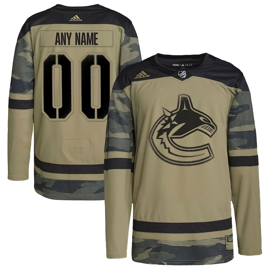 Men's Vancouver Canucks Camo Military Appreciation Team Authentic Custom Practice Jerseys