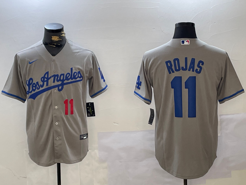 Men's Los Angeles Dodgers Miguel Rojas #11 Gray Replica Player Jerseys