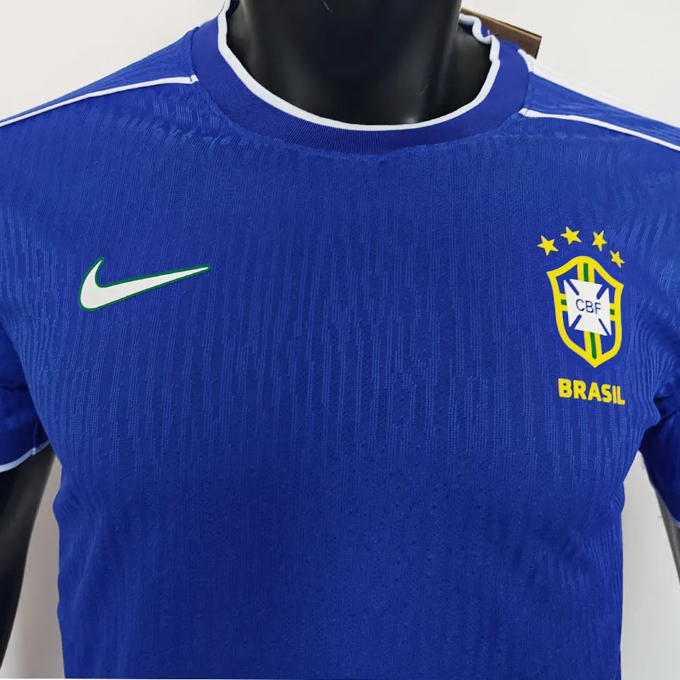 1998 Brazil Away Blue Retro Player Version Soccer Jersey 球员版 Detail 1