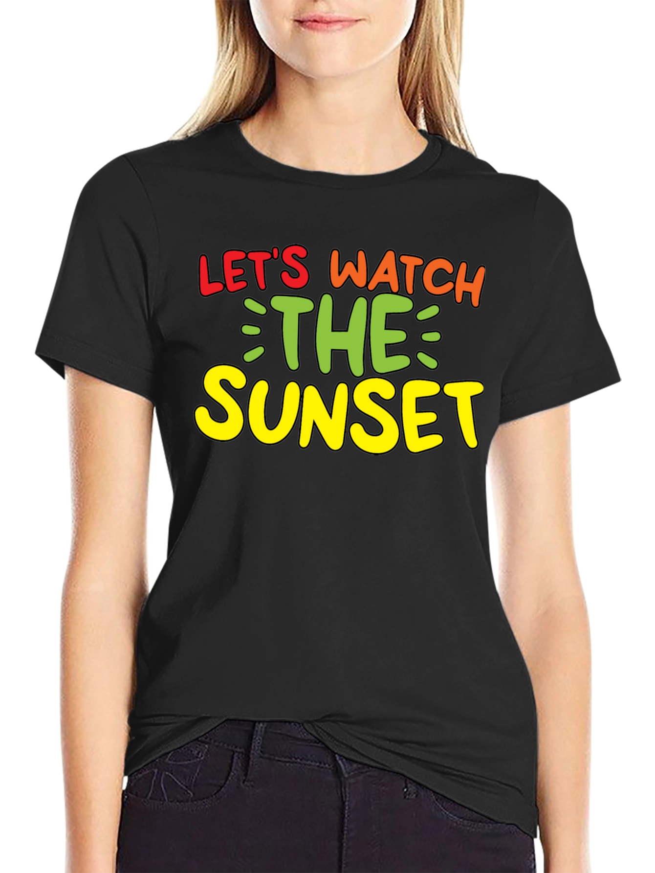 Lets Watch the Sunset Black Graphic Tee