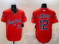 Men's New York Mets Francisco Lindor #12 Orange Replica Player Jerseys