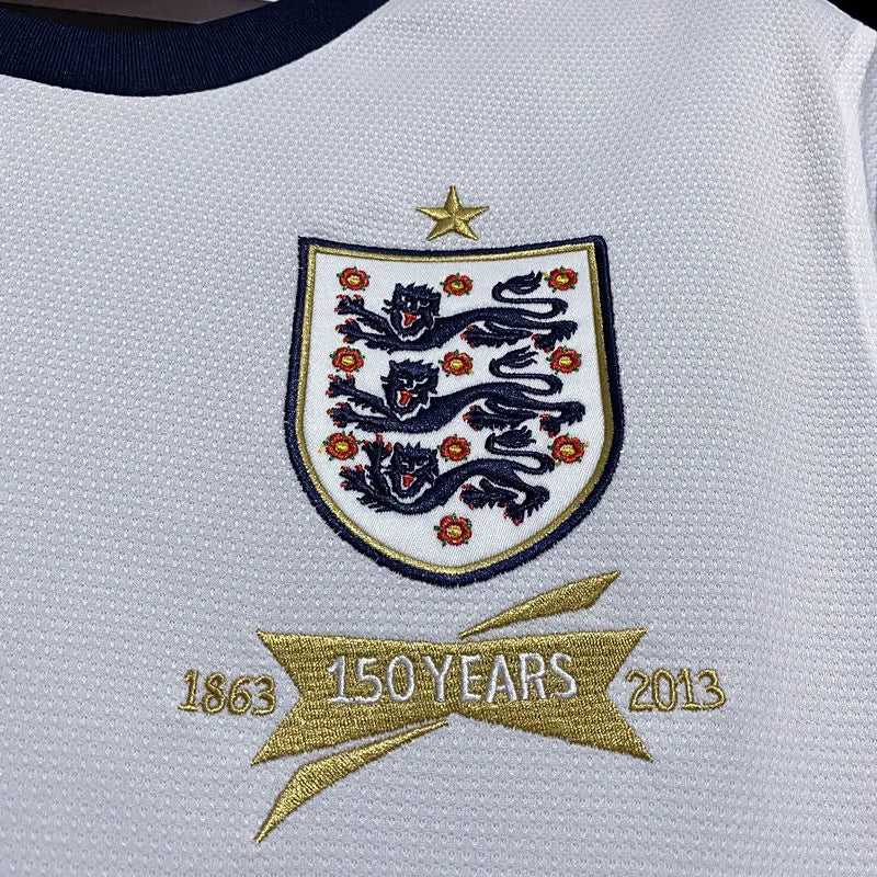2013 England 150th Anniversary White Retro Soccer Jersey Detail 2