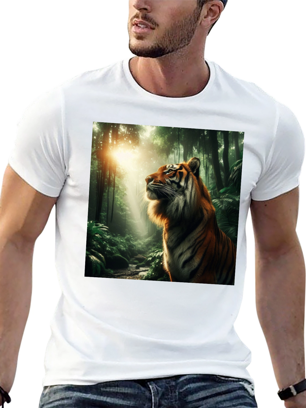 Tiger Jungle Graphic Tee - Black Cotton T-Shirt