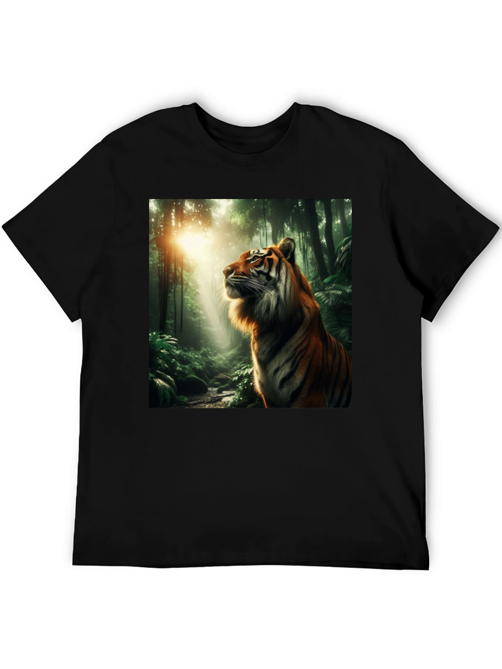 Tiger Jungle Graphic Tee - Black Cotton T-Shirt