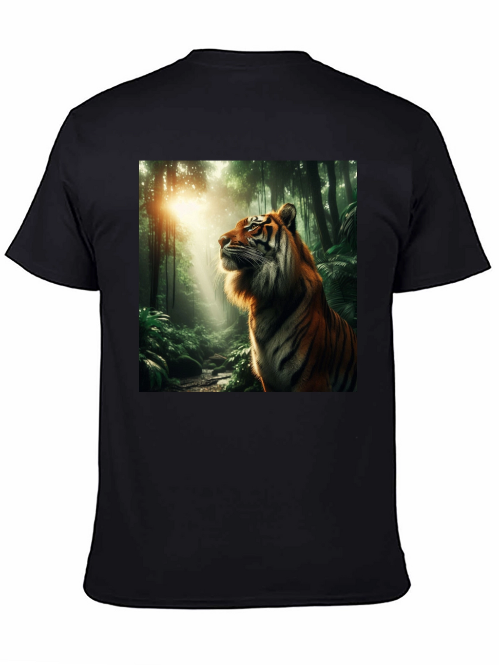 Tiger Jungle Graphic Tee - Black Cotton T-Shirt
