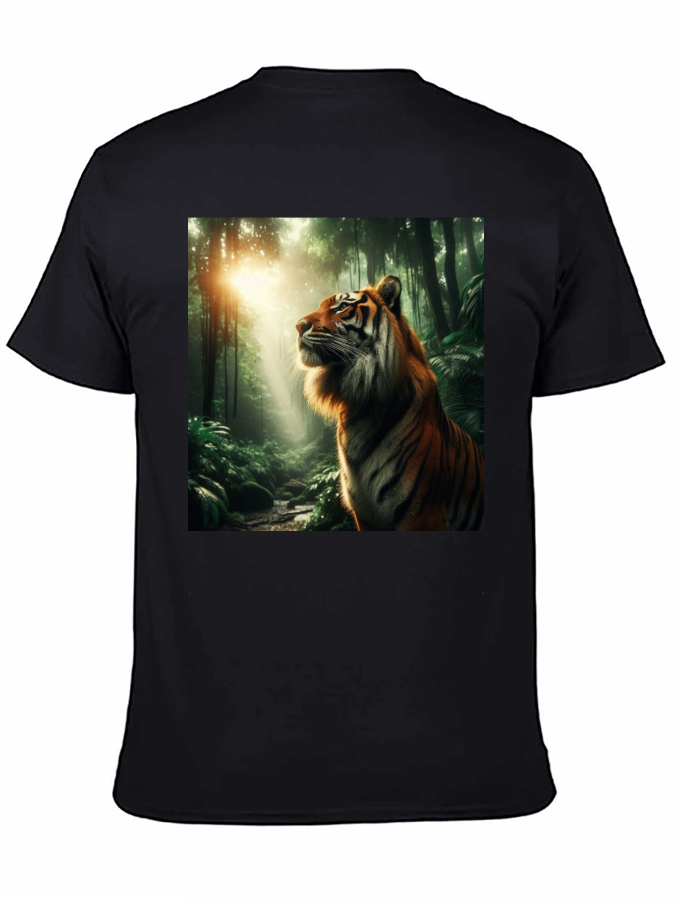 Tiger Jungle Graphic Tee - Black Cotton T-Shirt