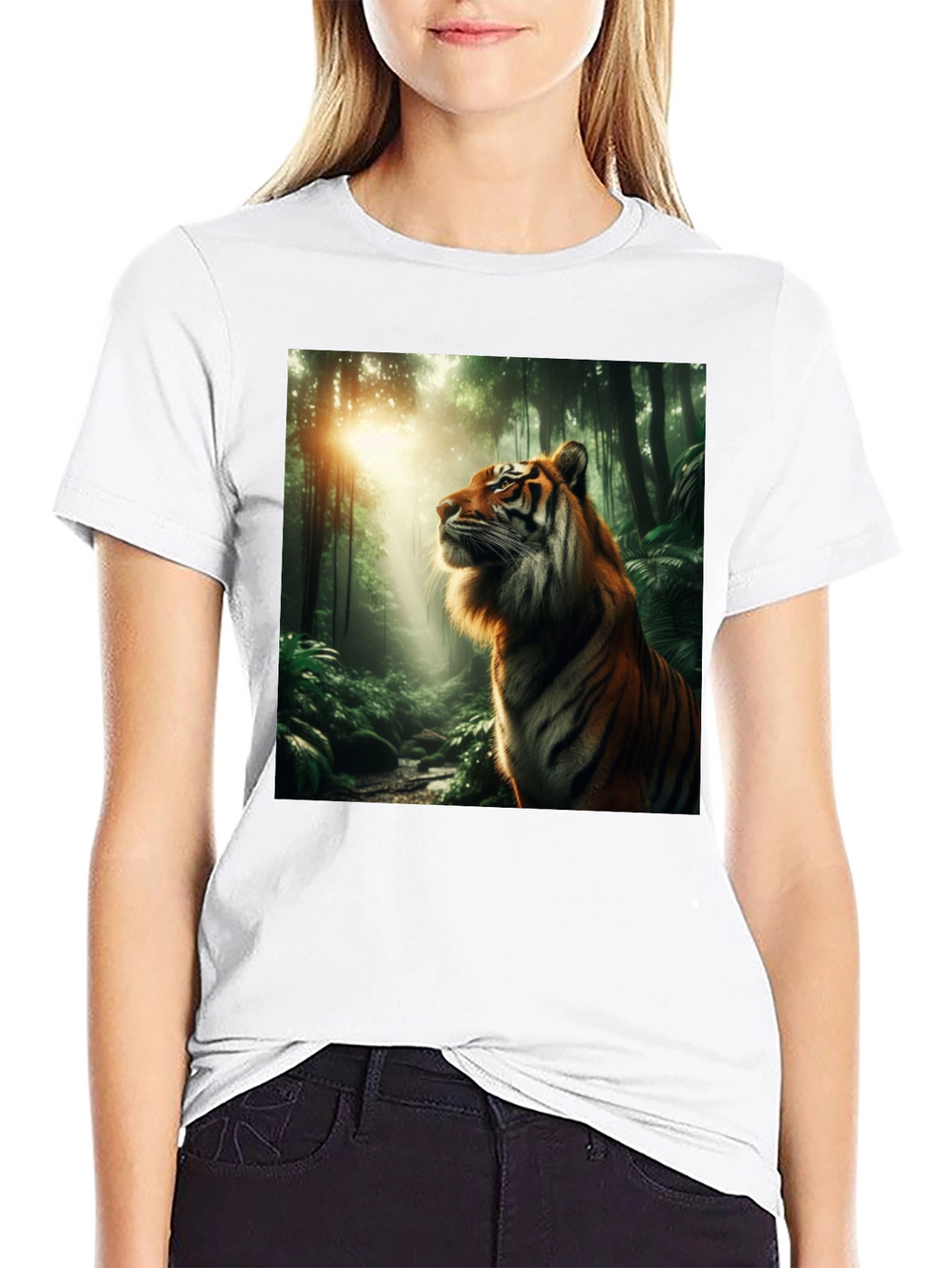 Tiger Jungle Graphic Tee - Black Cotton T-Shirt