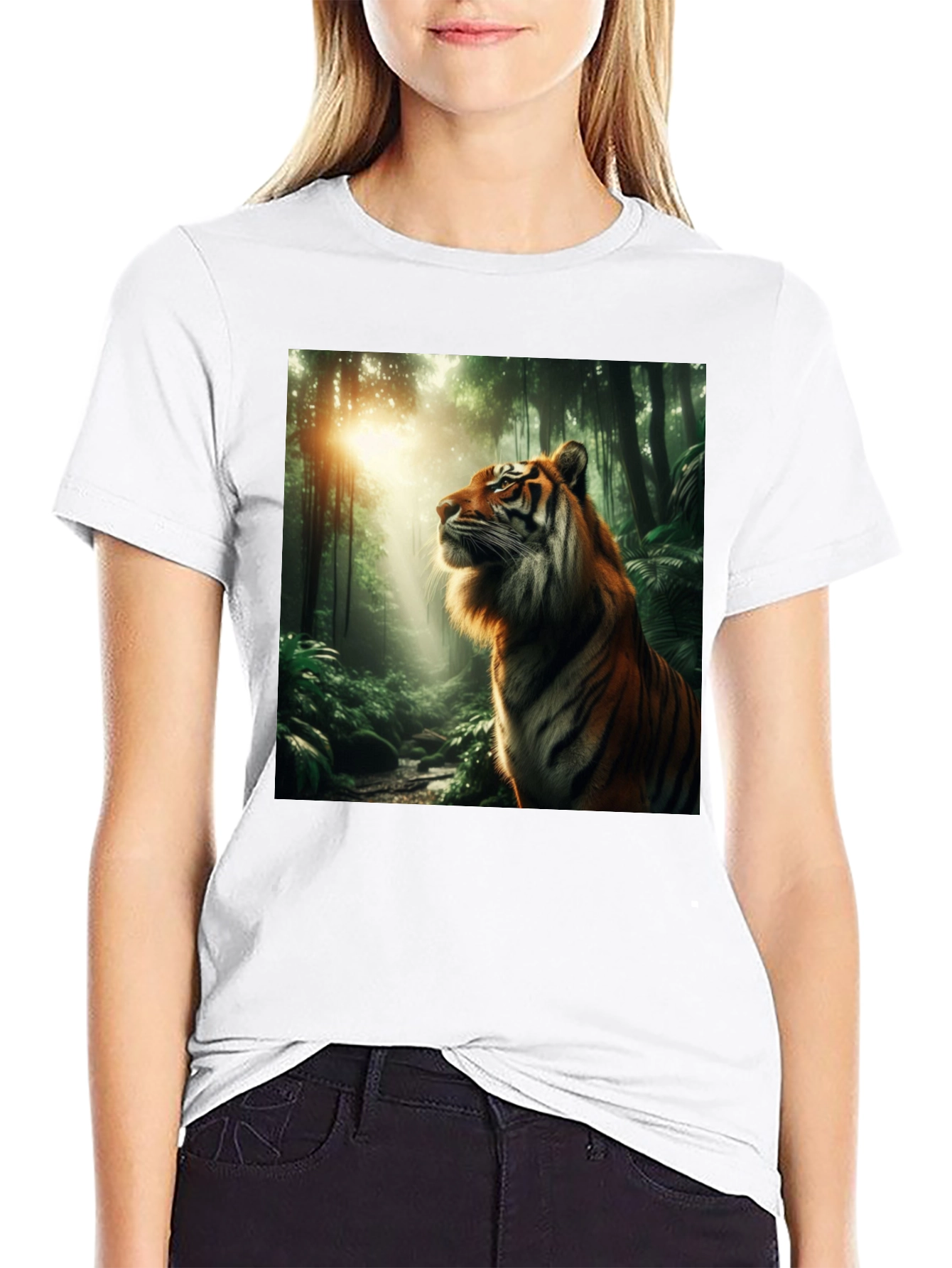 Tiger Jungle Graphic Tee - Black Cotton T-Shirt