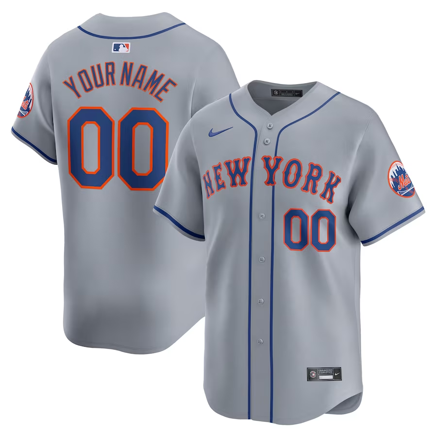 Men's New York Mets Gray Away Limited Custom Jerseys