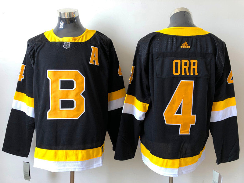 Men's Boston Bruins Bobby Orr #4 Black Replica Jerseys