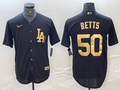 Men's Los Angeles Dodgers Mookie Betts #50 Black Limited Player Jerseys