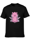 Zen Pig Black T-Shirt - Meditating Cartoon Animal