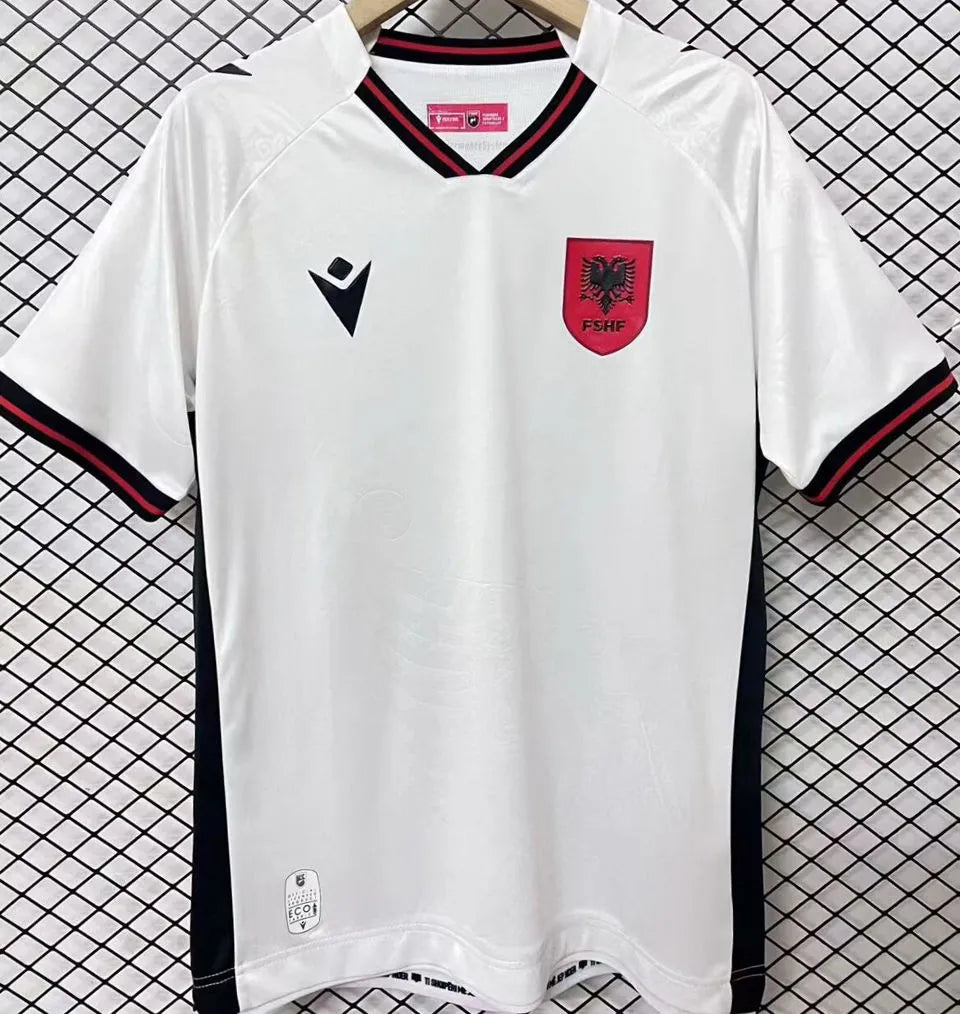 2025/26 Albania Away White Fans Soccer Jersey 阿尔巴尼亚 Front