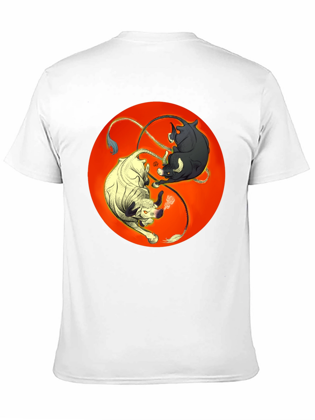 Yin Yang Bulls Graphic Tee - Unique Black T-Shirt