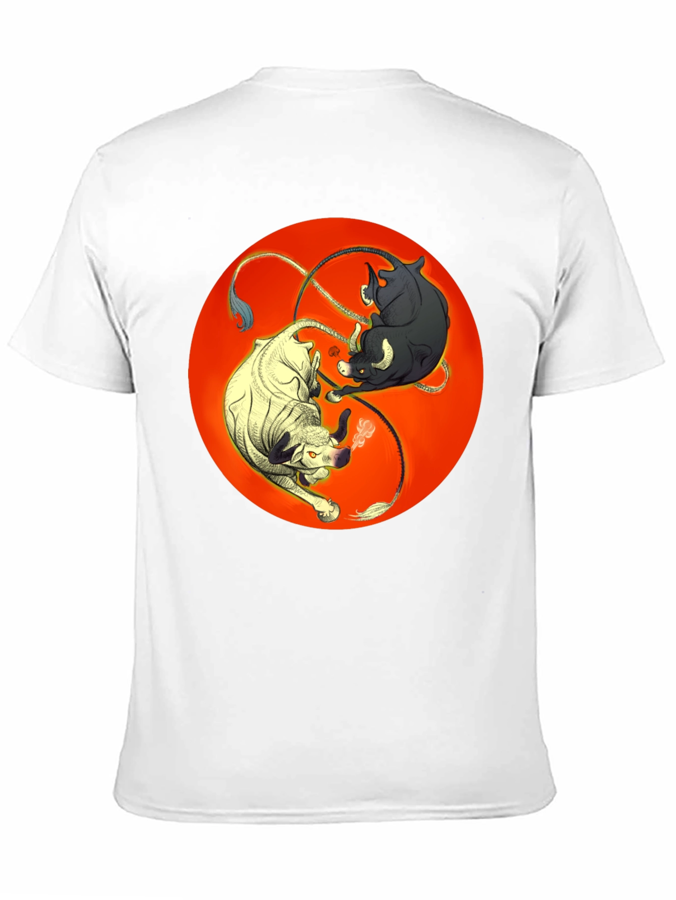 Yin Yang Bulls Graphic Tee - Unique Black T-Shirt