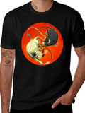 Yin Yang Bulls Graphic Tee - Unique Black T-Shirt