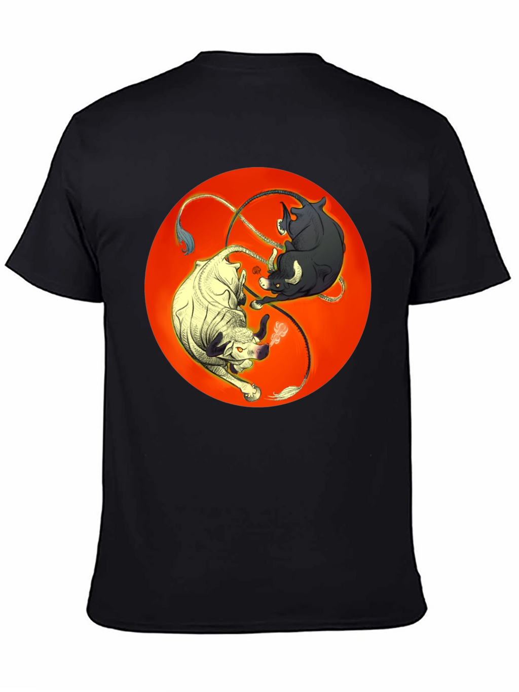 Yin Yang Bulls Graphic Tee - Unique Black T-Shirt