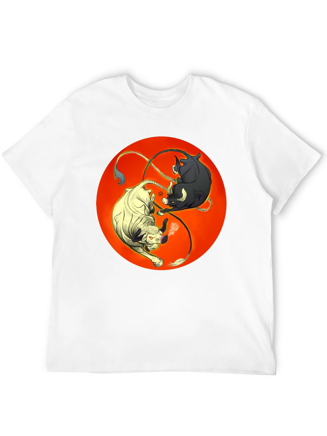 Yin Yang Bulls Graphic Tee - Unique Black T-Shirt