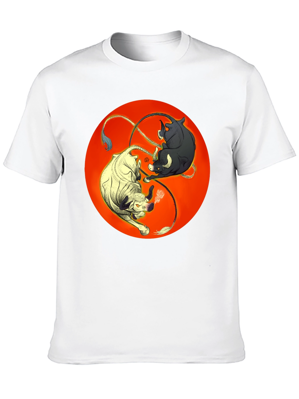 Yin Yang Bulls Graphic Tee - Unique Black T-Shirt