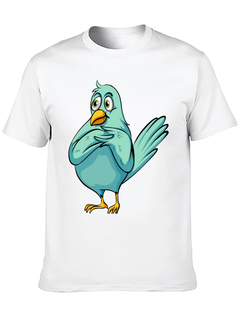 Funny Cartoon Bird Graphic T-Shirt - Black