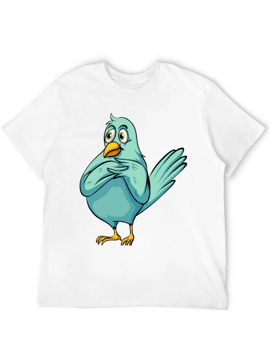 Funny Cartoon Bird Graphic T-Shirt - Black