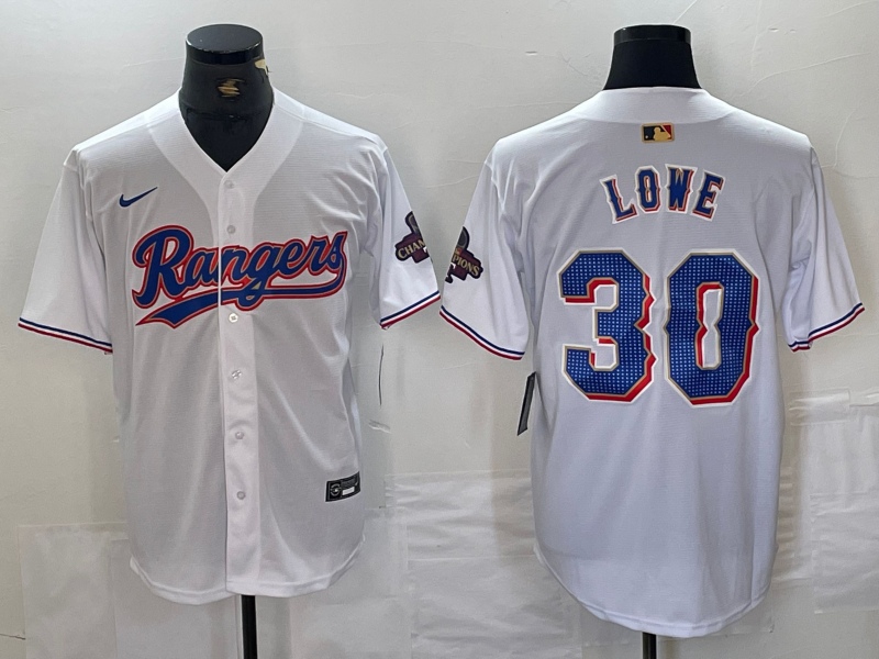 Men's Texas Rangers Nathaniel Lowe #30 White 2024 Gold Collection Limited Player Jerseys