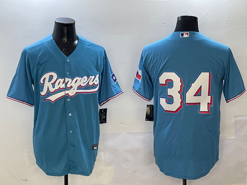 Men's Texas Rangers Nolan Ryan #34 Light Blue Player Jerseys