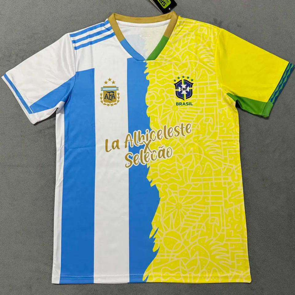 NAMA KAMU #10 Argentina x Brazil Special Edition Fans Soccer Jersey Back