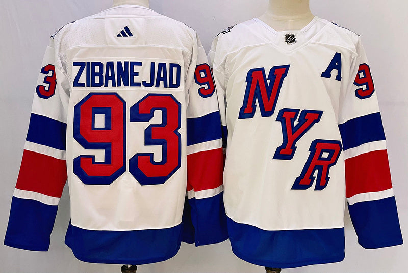 Men's New York Rangers Mika Zibanejad #93 White Player Game Jerseys
