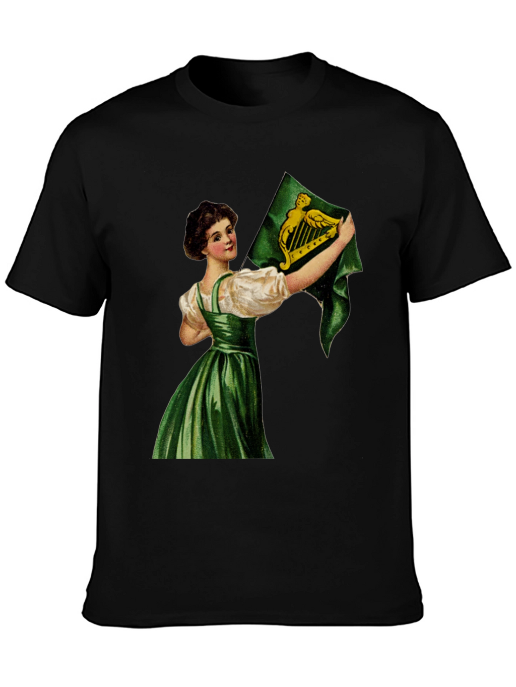 Irish Harp Flag Girl Black T-Shirt