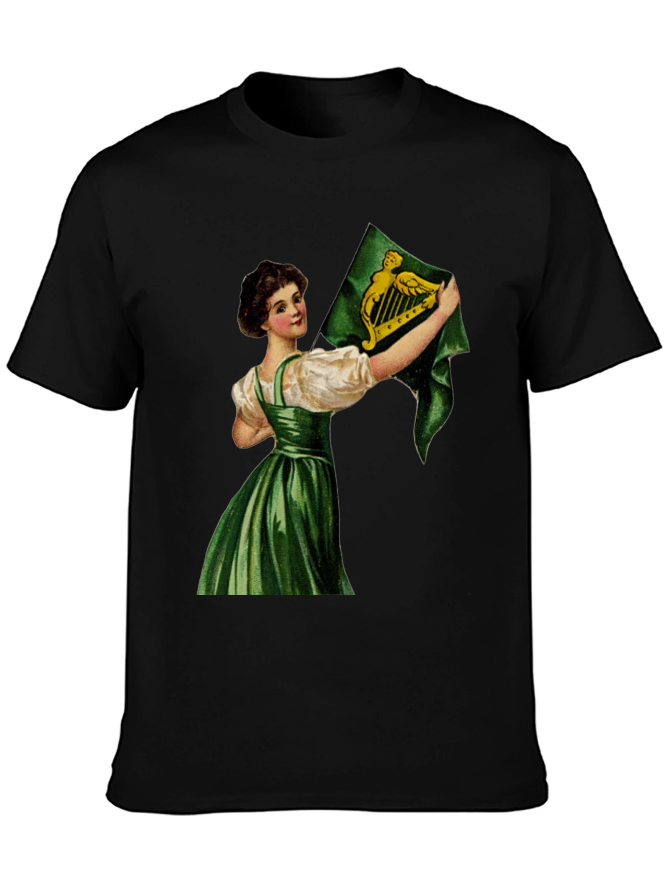 Irish Harp Flag Girl Black T-Shirt